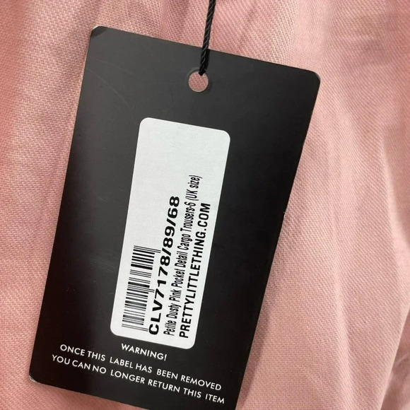 PrettyLittleThing Cargo Pants Women's Sz 2 Pink Pockets High-Rise Elastic Waist - Picture 11 of 13